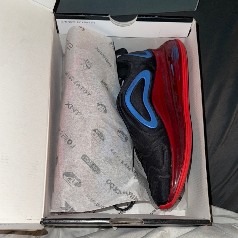 Nike Men's Black and Blue Sneakers with Red Sole